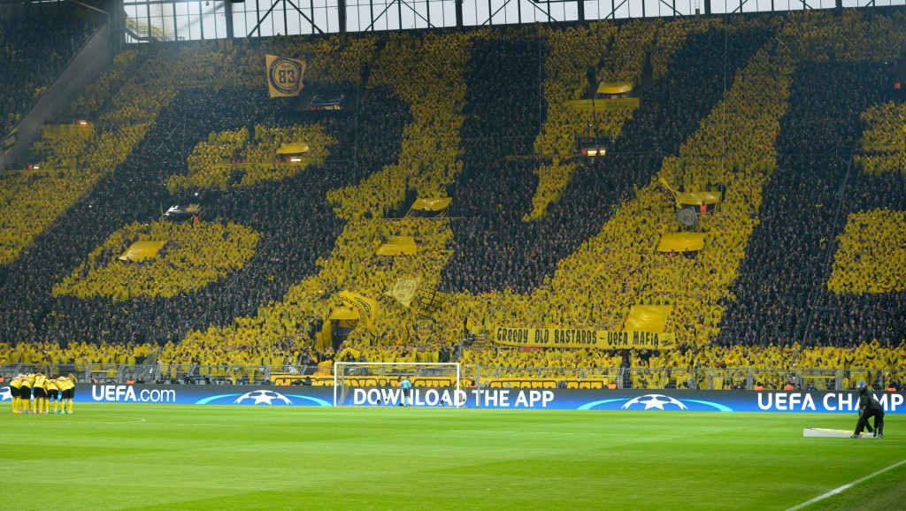 Dortmund fans packed into Signal Iduna Park to watch the rearranged match last night ©Getty Images