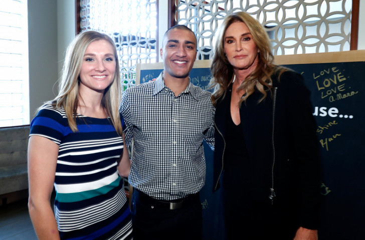 Caitlyn Jenner pictured at a Life is Good event in Los Angeles in January alongside the current world decathlon record holder Ashton Eaton and his wife Brianne Theisen-Eaton, Olympic heptathlon bronze medallist ©Getty Images