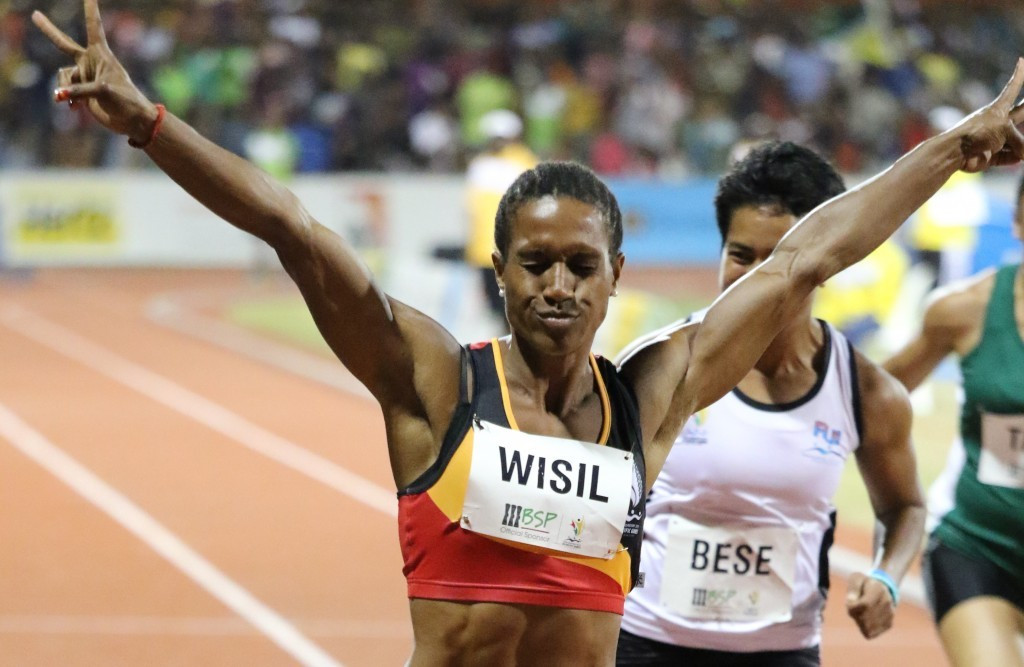 Toea Wisil won the women's 100m event to secure Papua New Guinea's sixth gold medal of the day ©Port Moresby 2015