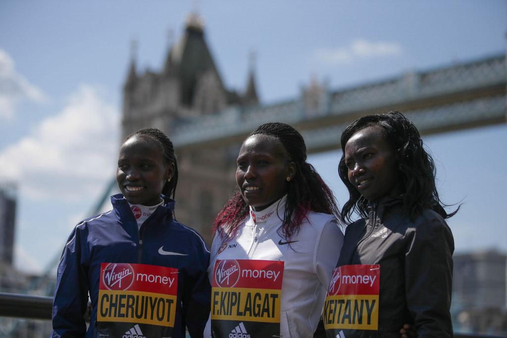 Kenya's Florence Kiplagat and team-mates Vivian Cheruiyot and Mary Keitany, all due to run in the London Marathon on Sunday, have condemned Jemima Sumgong following a positive test for EPO ©Getty Images
