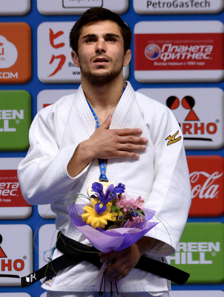 Vazha Margvelashvili, pictured celebrating his victory last year, is another returning champion ©Getty Images 