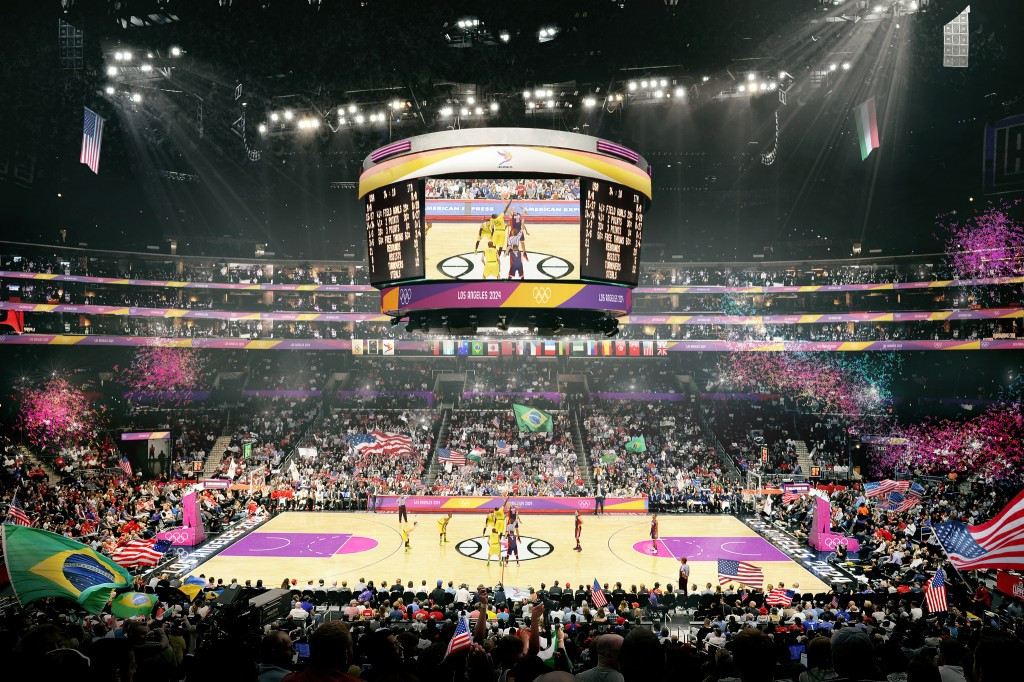 New renderings of venues such as the Staples Center have also been released ©Los Angeles 2024