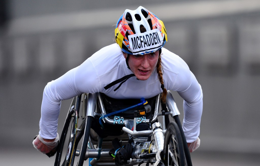 Tatyana McFadden has won the four London Marathon wheelchair races but will this year's event due to illness ©Getty Images