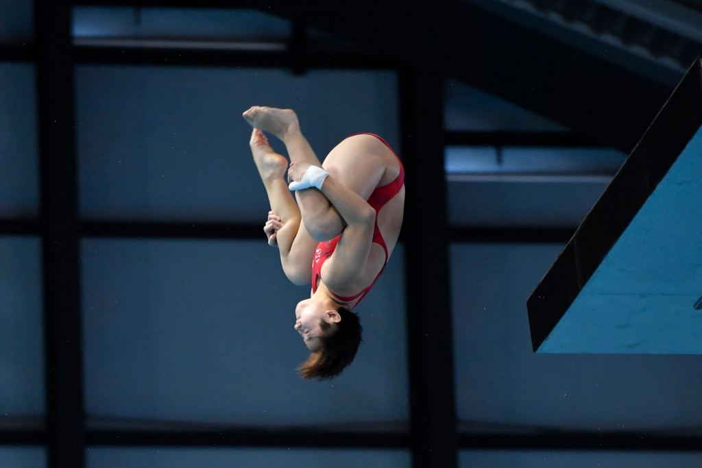Si Yajie won a third 10 metre platform gold of the season ©Getty Images