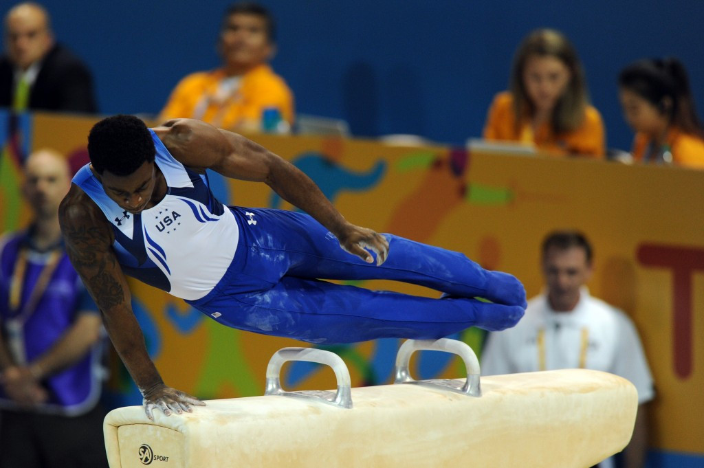 Marvin Kimble shared the pommel horse title with Jossimar Calvo Morena of Colombia ©AFP/Getty Images
