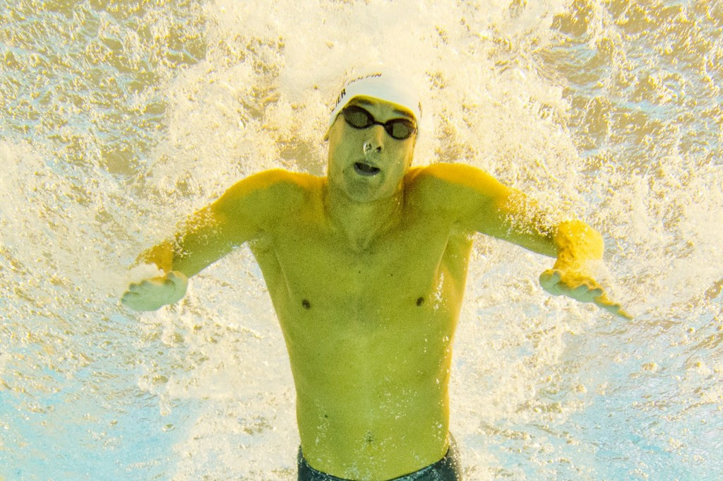 US swimmer Bobby Boiler is pictured underwater during the 200m butterfly heats ©AFP/Getty Images