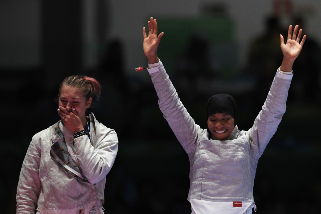 Fencer Ibtihaj Muhammad became the first American athlete wearing a hijab to claim an Olympic medal at Rio 2016 ©Getty Images