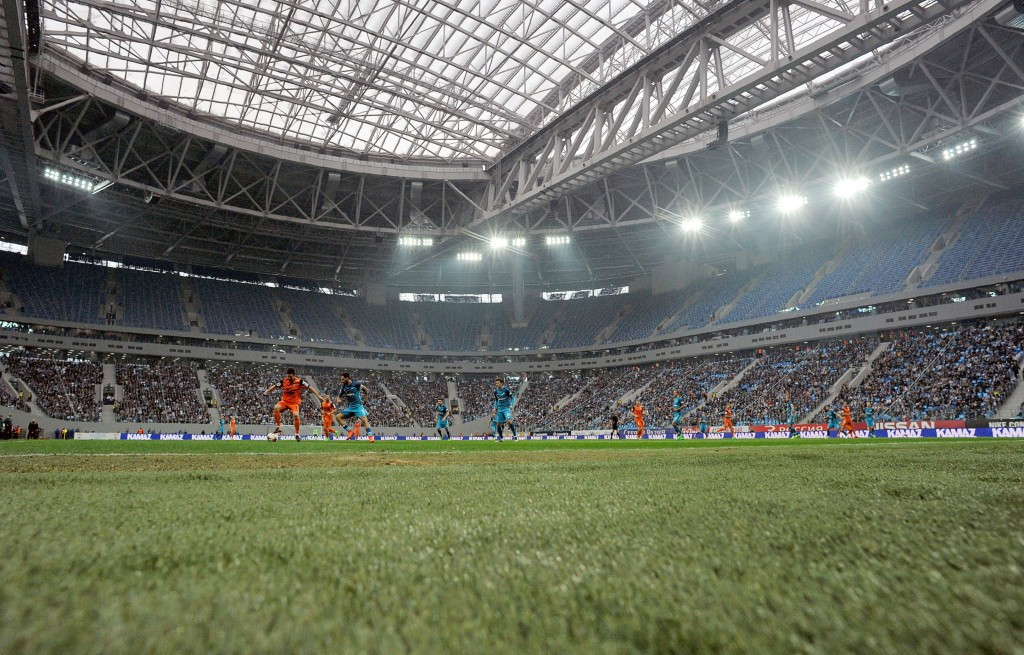 Concerns were raised about the quality of the pitch after the opening match at the Krestovsky Stadium in Saint Petersburg, the venue due to host the final of this year's Confederations Cup ©Getty Images