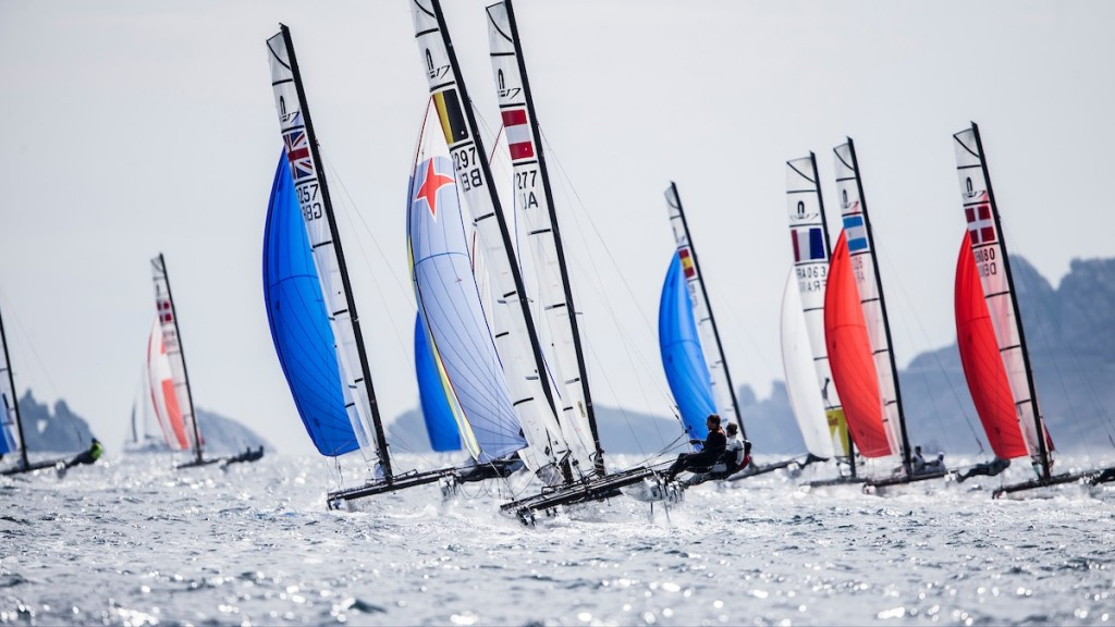 Five points separate the top three Nacra 17 crews ©World Sailing