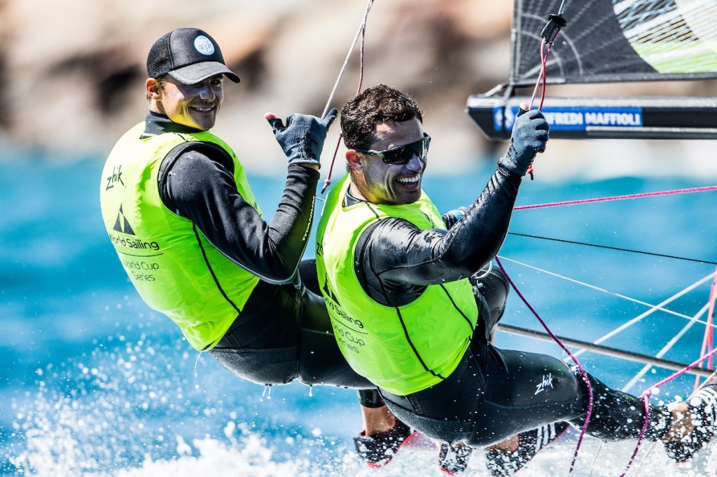 Spain's Diego Botin and Iago Lopez were gold medallists in the men's 49er class ©World Sailing