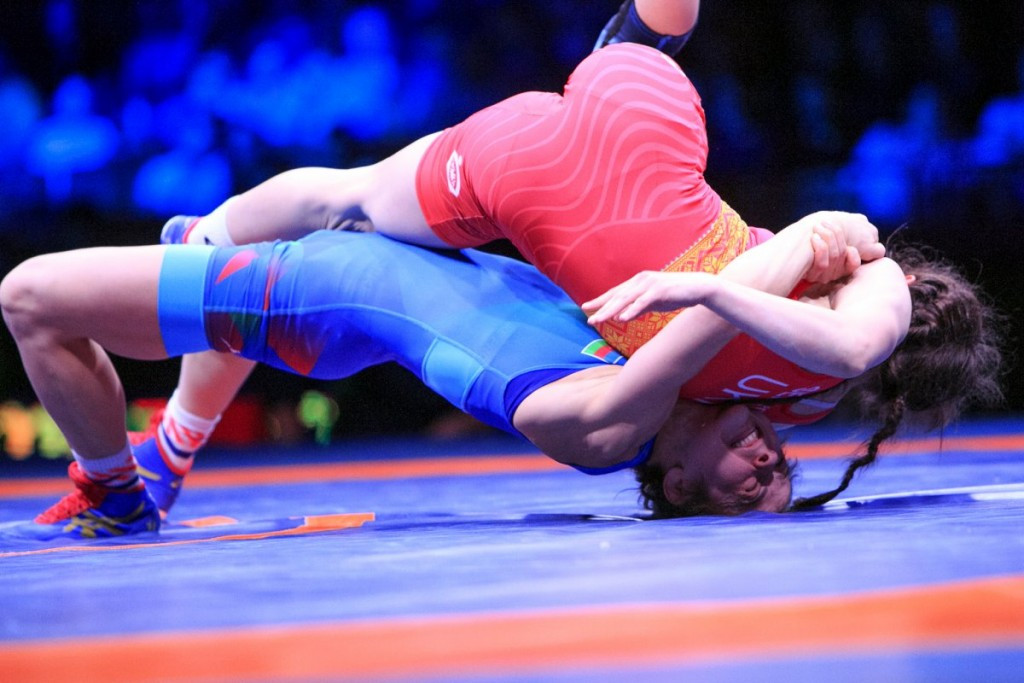 Azerbaijan’s Mariya Stadnik sealed her seventh consecutive European Wrestling Championships title ©UWW