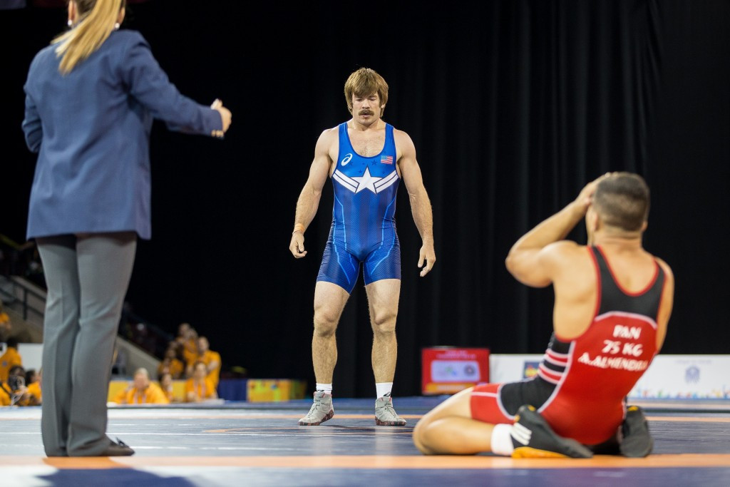 America's Andrew Bisek denied Panama their second ever Pan American Games gold on the first day of wrestling ©AFP/Getty Images