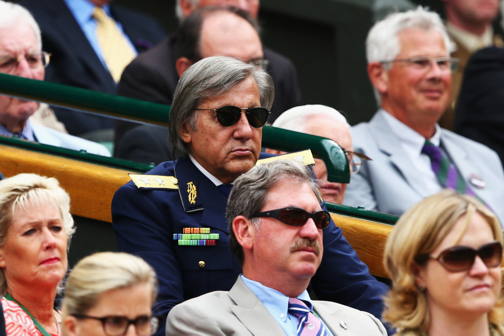 Ilie Nastase, wearing the dark jacket, has called Wimbledon's organisers small-minded over a decision to not invite into the Royal Box in Centre Court this year ©Getty Images