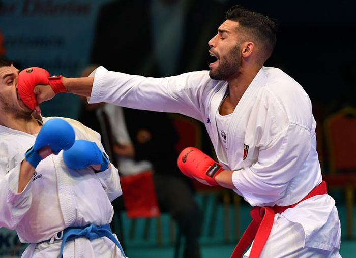 Italy’s Luigi Busa is one win away from securing gold in the men's kumite under 75kg category ©WKF