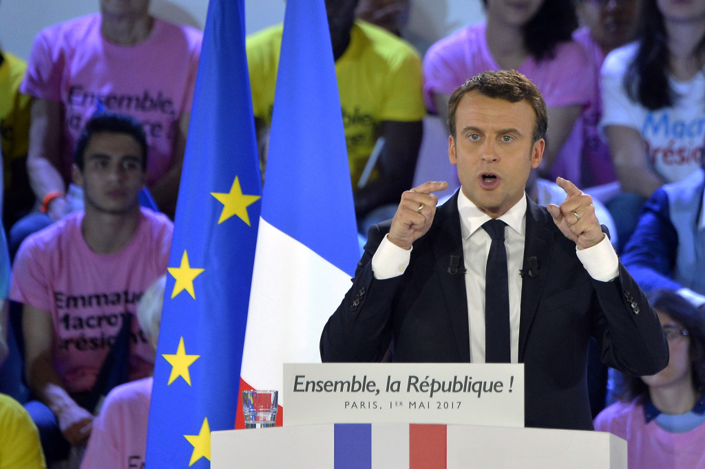 Emmanuel Macron is hoping to be elected French President over Marine Le Pen tomorrow ©Getty Images