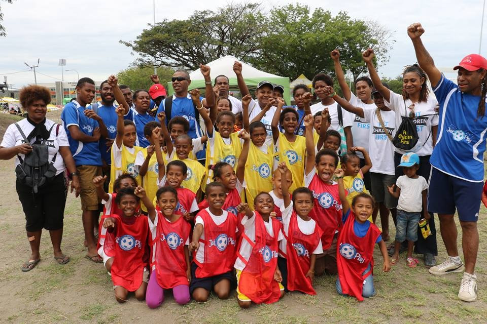 Children aged five to 15 were able to play football at the Pacific Games hub of venues as part of an Oceania Football Confederation initiative ©ONOC