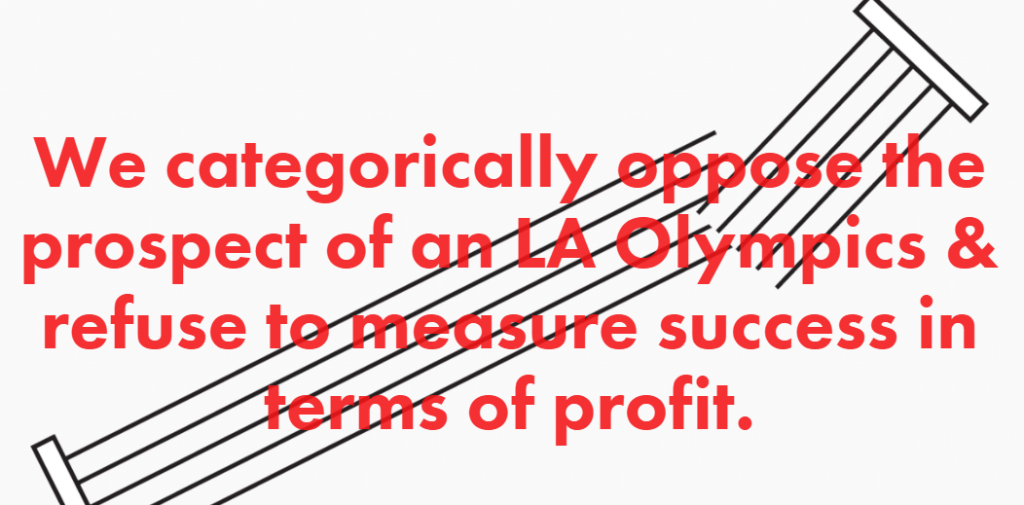 A message on the new NOlympicsLA website set-up to oppose Los Angeles 2024 ©NOlympicsLA