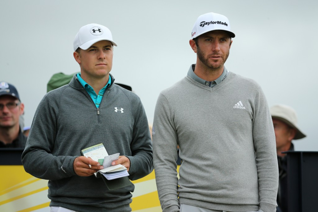 Jordan Spieth (left) is vying for his third consecutive major title but it's fellow American Dustin Johnson (right) who leads the field after the first round of the Open ©Getty Images