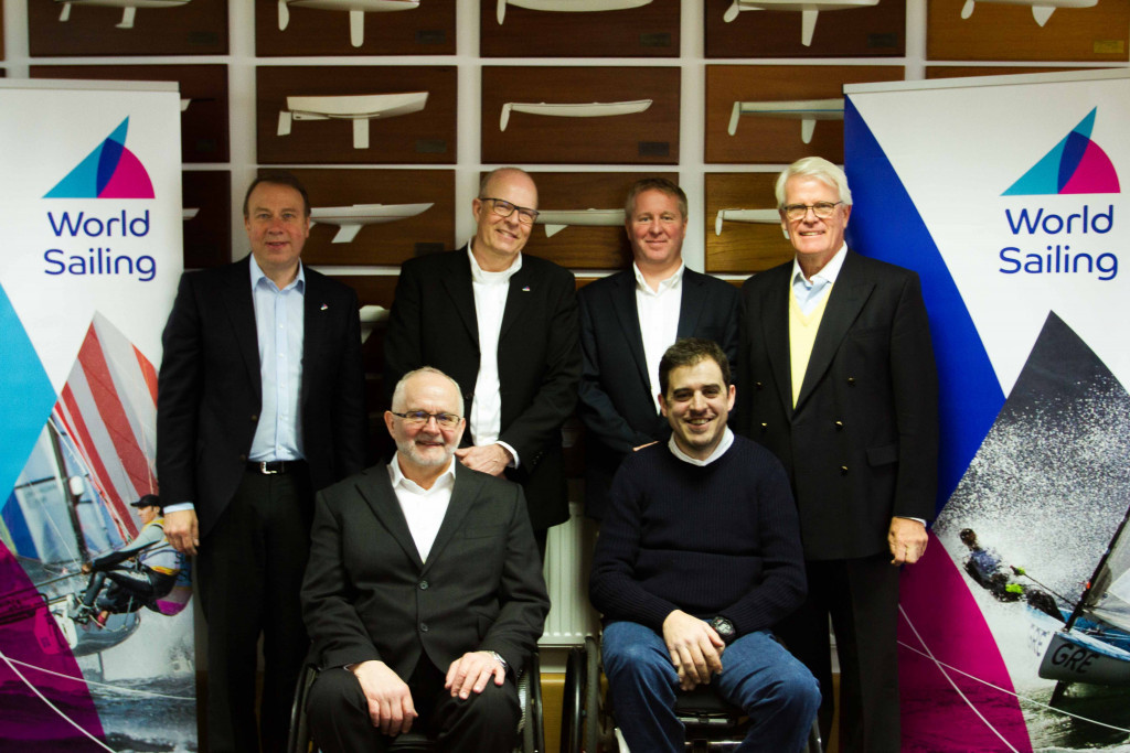 Sir Philip Craven, bottom left, met with senior World Sailing officials to discuss their Para World Sailing Strategic Plan in March ©World Sailing