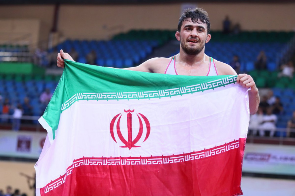 Ramin Taherisartang was one of three Iranian gold medallists on the opening day of Greco-Roman action at the Asian Wrestling Championships in India’s capital New Delhi ©UWW