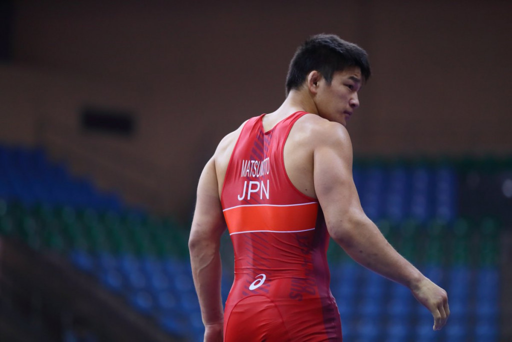 Atsushi Matsumoto had to settle for the silver medal in the Greco-Roman 85kg category at the Asian Championships in New Delhi, losing to Iran's Hossein Ahmad Nouri ©UWW