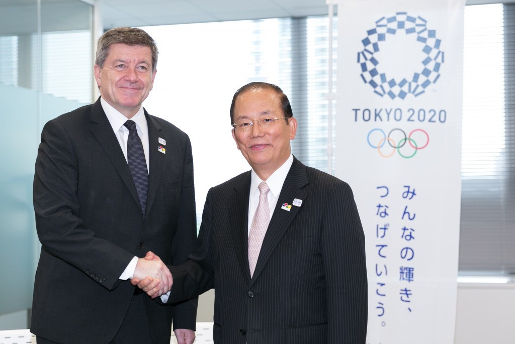 Guy Ryder, left, agreed the partnership with Tokyo 2020 chief executive Toshiro Muto ©Tokyo 2020/Uta Mukuo