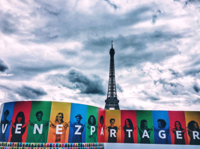 Paris 2024 branding outside the Eiffel Tower in the heart of the capital city ©Twitter