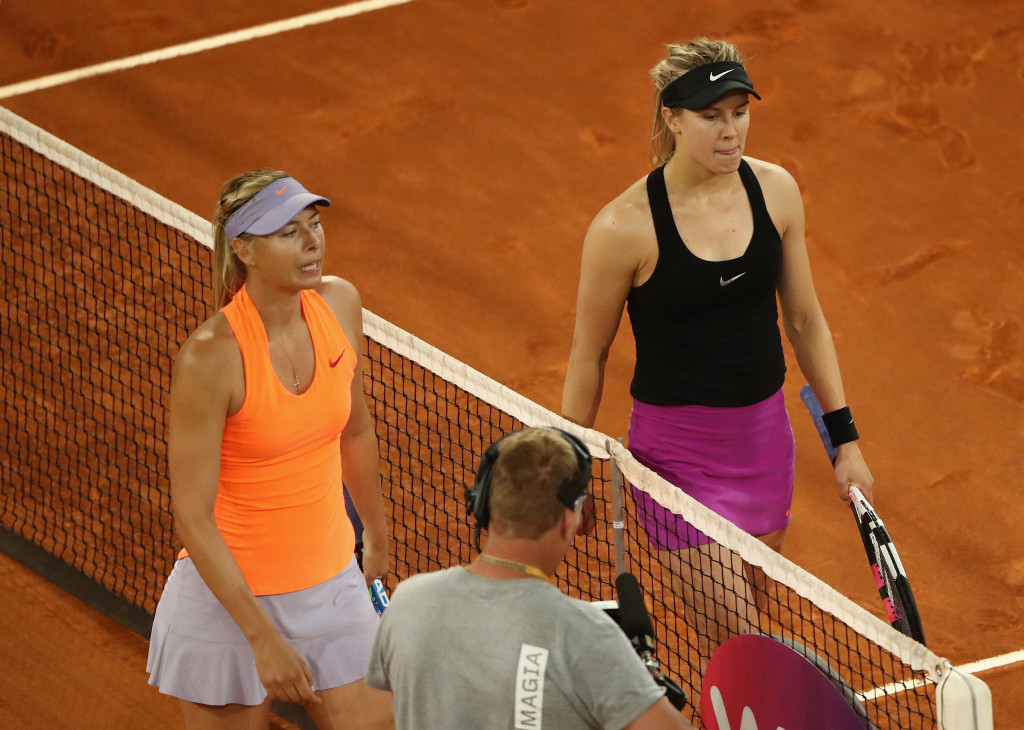 Comments by Canada's Eugenie Bouchard, right, about the return of Russia's Maria Sharapova from her 15-month drugs ban spiced up their match in the Madrid Open ©Getty Images