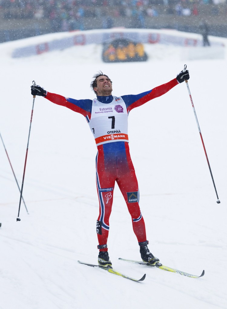 Tomas Northug celebrates his sole World Cup win in Estonia ©Getty Images