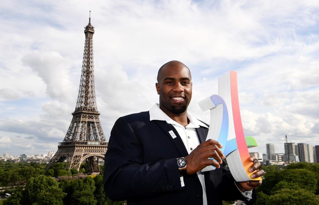 Judo champion Teddy Riner poses next to the Eiffel Tower ©Getty Images