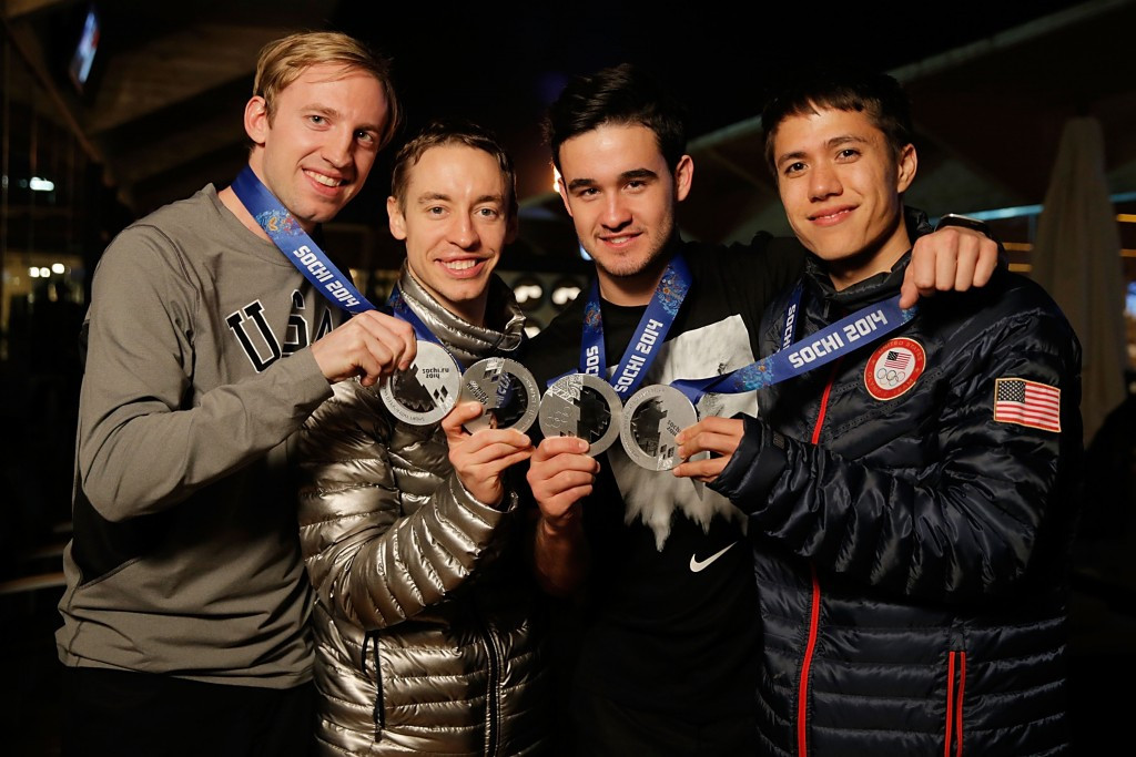 Chris Creveling, first left, won Olympic silver in the 5,000m relay event at Sochi 2014 ©Getty Images