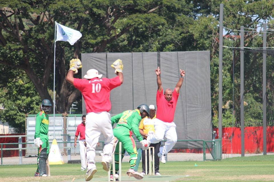 Tonga celebrate a wicket in their clash with Vanuatu but it proved to be in vein as they succumbed to a narrow defeat ©Cricket PNG/Facebook