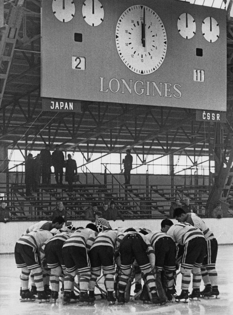 A Longines clock at the Innsbruck Winter Olympic Games in 1964 ©Getty Images