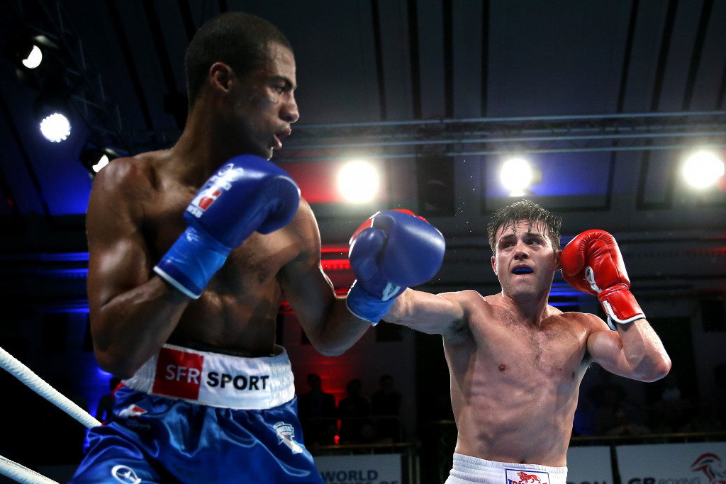 Conor Loftus, right, of the British Lionhearts defeated Hassan Amzile, left, of the France Fighting Roosters last week ©Getty Images