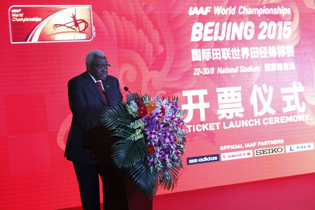 Lamine Diack, the IAAF President attending the ticket launch of the World Championships in Beijing, has warned Chinese organisers they need to do more to make sure the Bird's Nest Stadium is full