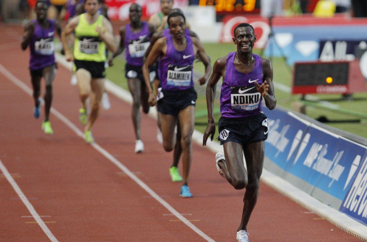 Kenya's Caleb Ndiku wins he men's 3000m at Monaco's IAAF Diamond League meeting in 7min 35.13sec, the fastest run this season ©Getty Images