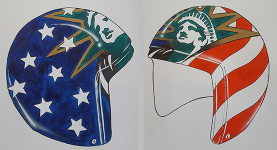 The helmets have been designed by Jon Wooten ©USA Luge