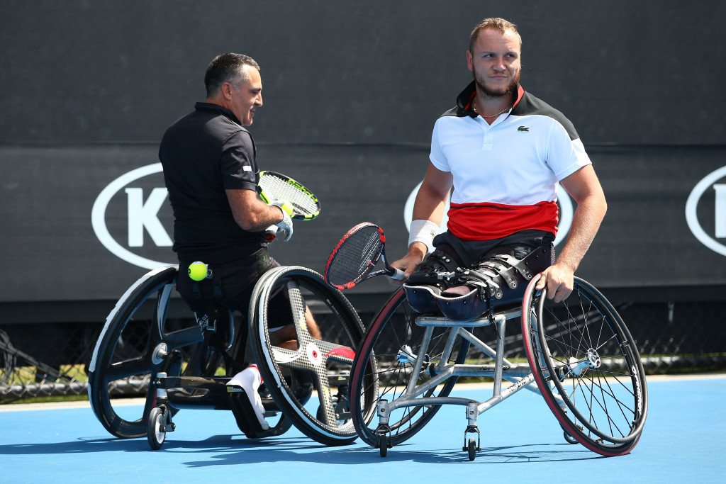 Stephane Houdet, left, and Nicolas Peifer, pictured at the Australian Open, won the doubles today and also met in the singles semi-final ©Getty Images
