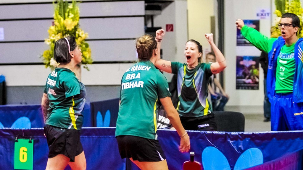 Bruna Alexandre and Danielle Rauen became the first players from Brazil to win gold at an ITTF Para Team World Championships today ©Richard Kalocsa/ITTF