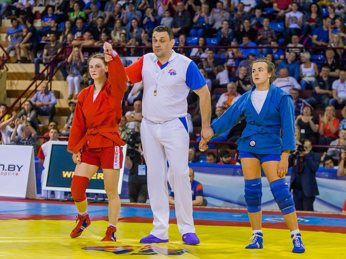 World champion Tatsiana Matsko claimed hosts Belarus’ second gold medal of the 2017 European Sambo Championships at the Minsk Sports Palace today ©FIAS