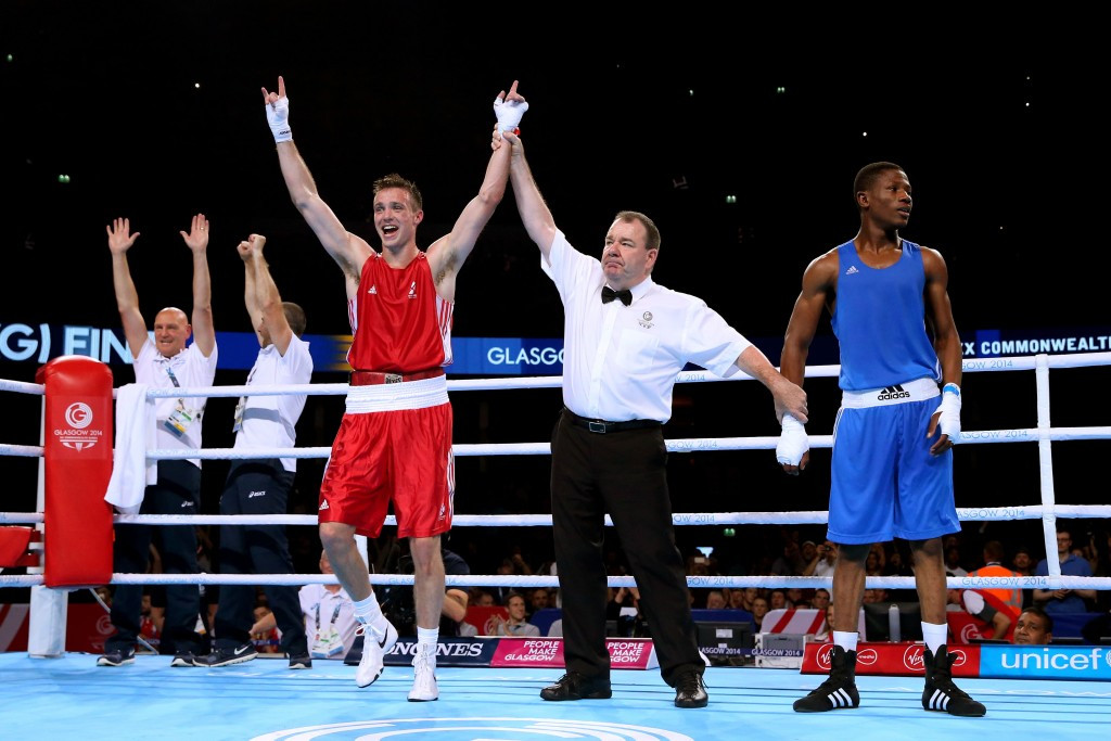 Josh Taylor, left, won one of Scotland's two boxing gold medals at the 2014 Commonwealth Games in Glasgow ©Getty Images