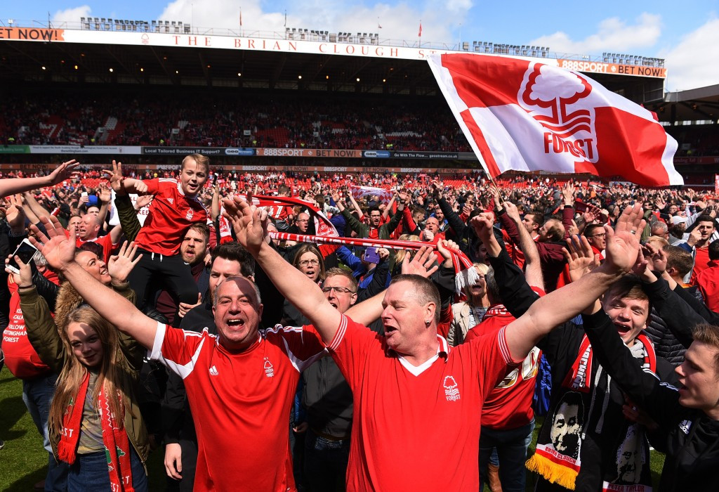 Nottingham Forest fans celebrate after avoiding relegation on the last day of this season ©Getty Images