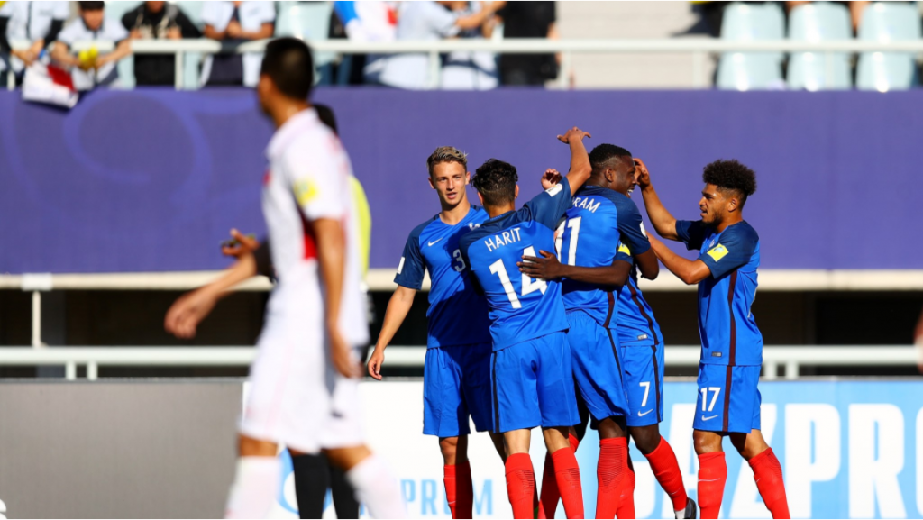 France secured their place in the second round of the FIFA Under-20 World Cup after beating 10-man Vietnam 4-0 at the Cheonan Sports Complex ©Getty Images