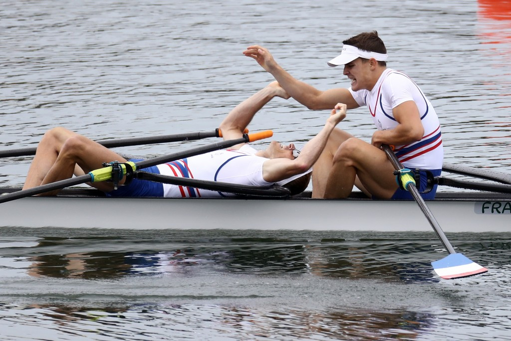Jeremie Azou and Pierre Houin of France made it through to the final of the lightweight men's double sculls ©Getty Images