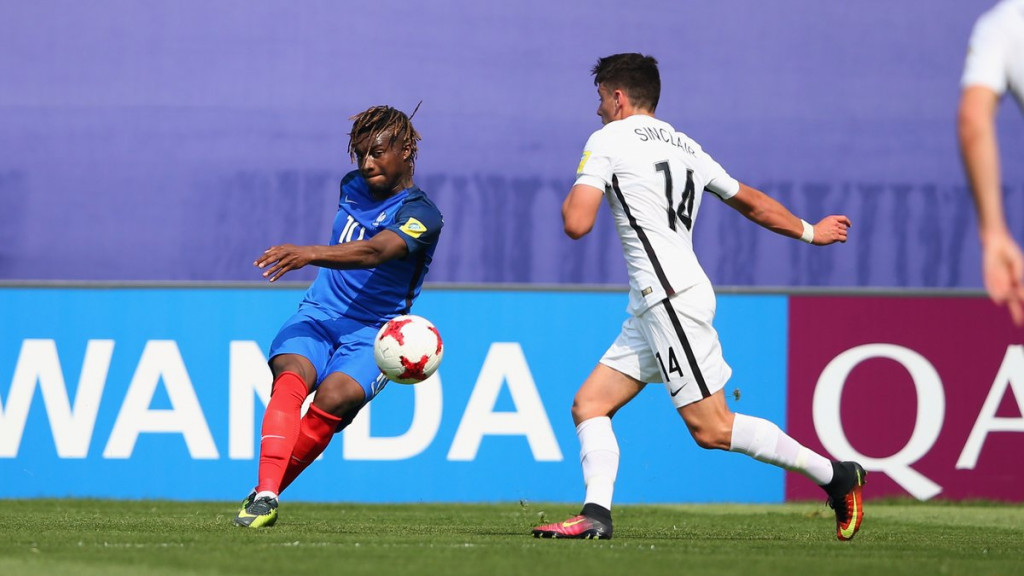 Allan Saint-Maximin, left, scored twice for France in their win over New Zealand ©FIFA/Twitter