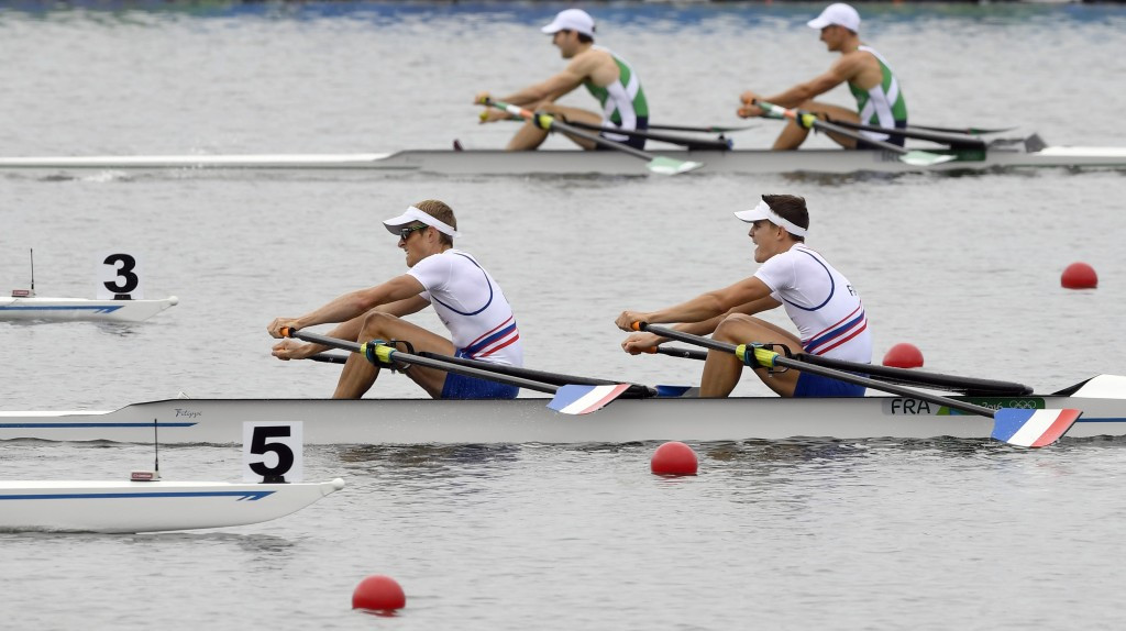 Olympic champions  Jeremie Azou and Peirre Houin of France continued their dominance of the lightweight men's double sculls ©Getty Images