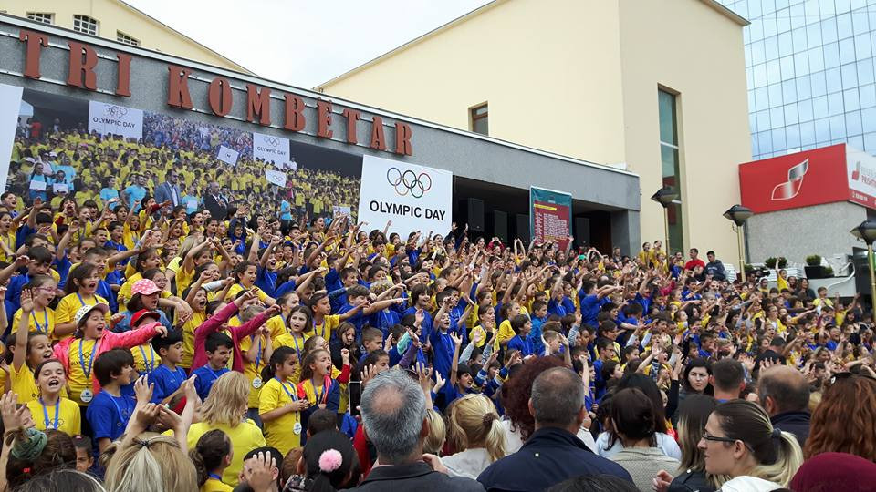 Young athletes participating in Olympic day celebrations in Kosovo ©KOC/Facebook