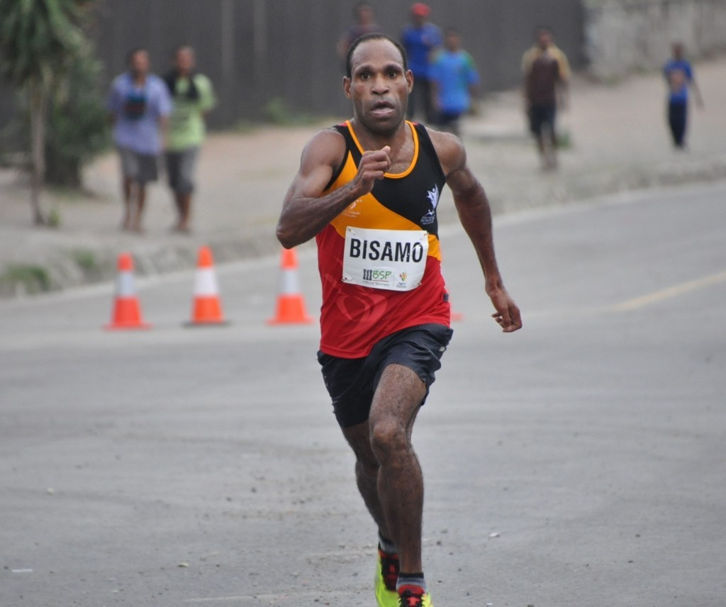 Papua New Guinea's Kupsy Bisamo won gold in the men's half marathon ©Michael Boeo/Games News Service