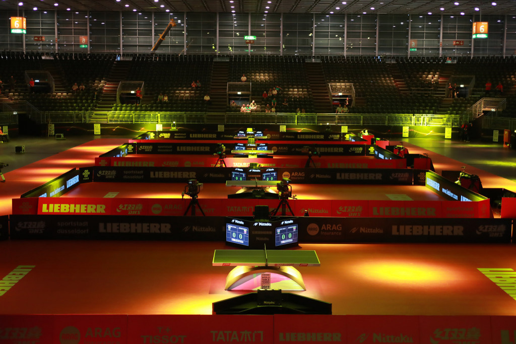 Special lighting created a special atmosphere before action began at the World Table Tennis Championships ©ITTF/Flickr