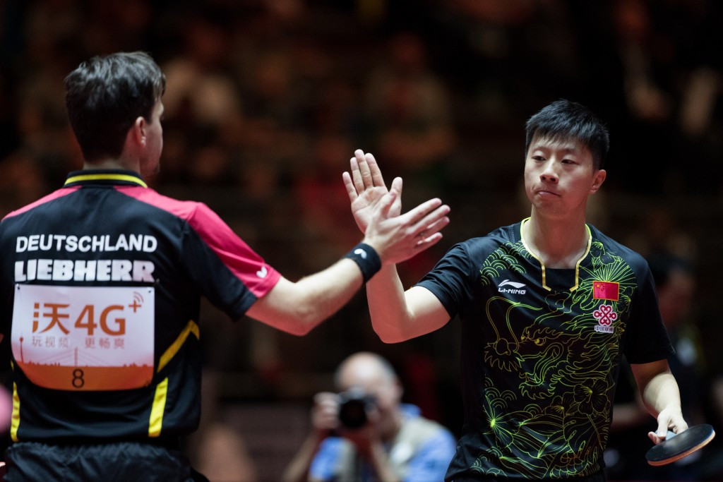 Ma Long, right, and Timo Boll enjoyed more doubles success together today ©Getty Images